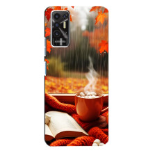 Чохол з унікальним дизайном 'Осінь з кавою' для TECNO Pova 2 (LE7n) – Кава і дощ