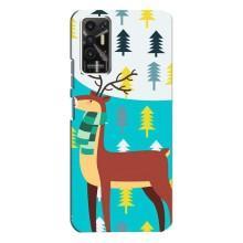 Силиконовый бампер с картинкой животных для TECNO Pova-2 (LE7n) (Олень с шарфом)