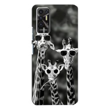 Силиконовый чехол с КАРТИНКАМИ лето для TECNO Pova-2 (LE7n) (AlphaPrint) (Жирафы в очках)