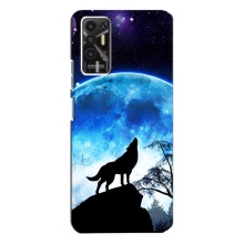 Защитные чехлы для Техно Пова - 2 (AlphaPrint) (ХИТ продаж) ВОЛК (Волк на луну)