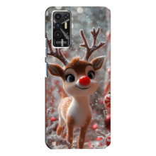 Яркий чехол для TECNO Pova 2 (LE7n) с Зимними Оленятами
