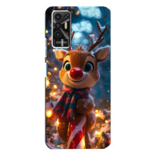 Яскравий чохол для TECNO Pova 2 (LE7n) з Зимові Оленята – Олень з шарфом