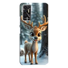 Яскравий чохол для TECNO Pova 2 (LE7n) з Зимові Оленята – Оленятко в лісі