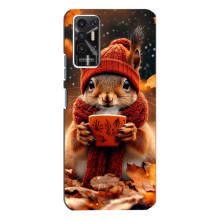 Печатный чехол «Зверята с кофе» для TECNO Pova 2 (LE7n) – Белка с кофе