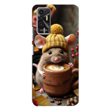 Печатный чехол «Зверята с кофе» для TECNO Pova 2 (LE7n) – Медведь с кофе