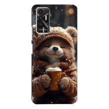 Печатный чехол «Зверята с кофе» для TECNO Pova 2 (LE7n) – Мишка с кофе