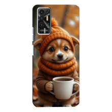 Печатный чехол «Зверята с кофе» для TECNO Pova 2 (LE7n) – Песик с кофе