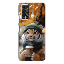 Печатный чехол «Зверята с кофе» для TECNO Pova 2 (LE7n) – Тигр с кофе