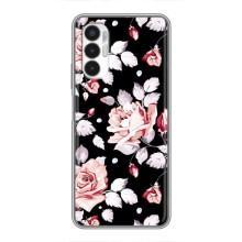 Чехлы с Цветами для Tecno POVA 3 (LF7n) (VPrint) (Цветочки на черном)