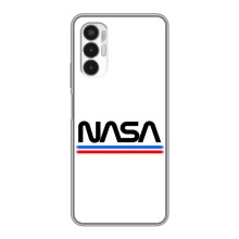 Силиконовый бампер с принтом "Наса" на Tecno POVA 3 (LF7n) (NASA на белом фоне)