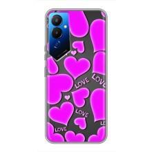 Чехлы для любимой на Техно Пова 4 (VPrint) (Pink hearts)
