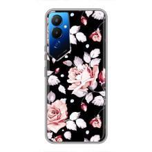 Чохли з квітами для Tecno POVA 4 (LG7n) (VPrint) (Квіти на чорному)