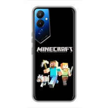 Чехол Майнкрафт на Tecno POVA 4 (LG7n) (AlphaPrint) Minecraft (герои Minecraft)