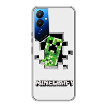 Чехол Майнкрафт на Tecno POVA 4 (LG7n) (AlphaPrint) Minecraft (крипер Майнкрафт)
