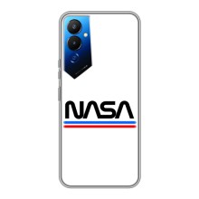 Силиконовый бампер с принтом "Наса" на Tecno POVA 4 (LG7n) (NASA на белом фоне)