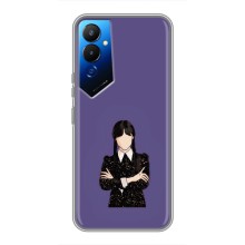 Чехлы Венсдей на Tecno POVA 4 (LG7n) Уэнсдей (AlphaPrint) (Уэнздей в черном)