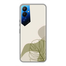 Силконовий чохол з принтом в квітах на Tecno POVA 4 (LG7n) – Монстера зелена