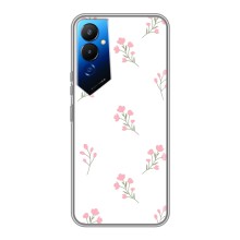 Чехол с розовым рисунком для Tecno POVA 4 (LG7n) (Розовые цветы)