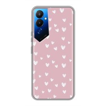Чехол с розовым рисунком для Tecno POVA 4 (LG7n) (Сердечки на розовом)