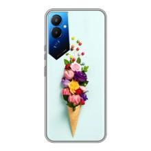 Чехлы с тематикой "ЦВЕТЫ" на Tecno POVA 4 (LG7n) (Цветок-мороженное)