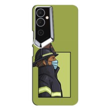 Силиконовый бампер (Работники) на Tecno POVA 4 (LG7n) (Пожарник)