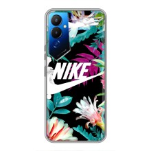 Силіконовый Чохол на Tecno POVA 4 (LG7n) з картинкою НАЙК (Квітковий Nike)