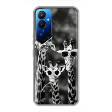 Силиконовый чехол с КАРТИНКАМИ лето для Tecno POVA 4 (LG7n) (AlphaPrint) (Жирафы в очках)