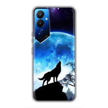 Защитные чехлы для Техно Пова 4 (AlphaPrint) (ХИТ продаж) ВОЛК (Волк на луну)