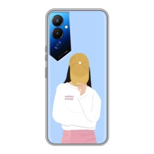 Силиконовый Чехол на Tecno POVA 4 (LG7n) с картинкой Стильных Девушек (Желтая кепка)