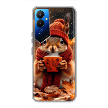 Печатный чехол «Зверята с кофе» для Tecno POVA 4 (LG7n) – Белка с кофе