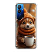 Печатный чехол «Зверята с кофе» для Tecno POVA 4 (LG7n) – Песик с кофе