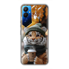 Печатный чехол «Зверята с кофе» для Tecno POVA 4 (LG7n) – Тигр с кофе