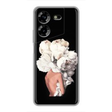Чехлы (ART) Цветы на Tecno POVA 5 (LG7n) (VPrint) (Белые цветы)