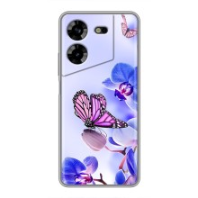 Чехлы с Цветами для Tecno POVA 5 (LG7n) (VPrint) (Бабочка на цветочке)