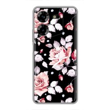 Чехлы с Цветами для Tecno POVA 5 (LG7n) (VPrint) (Цветочки на черном)