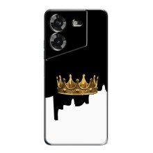 Чехол (Корона на чёрном фоне) для Техно Пова 5 – Золотая корона
