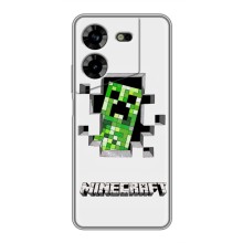 Чехол Майнкрафт на Tecno POVA 5 (LG7n) (AlphaPrint) Minecraft (крипер Майнкрафт)