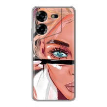 Чехол с печатью для Tecno POVA 5 (LG7n) - (Мода) (AlphaPrint) (Макияж)