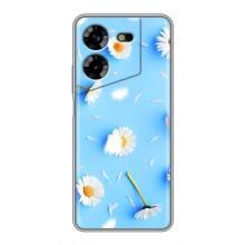 Чохол з Квітами для Tecno POVA 5 (LG7n) (ромашки на блакитному)