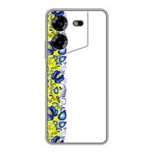 Силіконовый Чохол на Tecno POVA 5 (LG7n) з картинкой Вишиванки (Жовто-біла вишиванка)