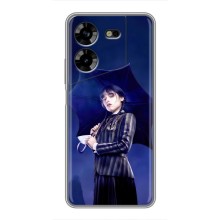 Чехлы Венсдей на Tecno POVA 5 (LG7n) Уэнсдей (AlphaPrint) (Уэнздей с зонтом)