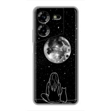 Чехол с рисунком кот на Tecno POVA 5 (LG7n) (Девушка с котом)