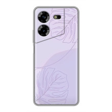 Чехол цветочный дизайн для Tecno POVA 5 (LG7n) – Монстера фиолетовая