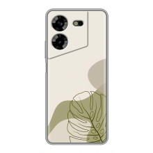 Силиконовый чехол с принтом в цветах на Tecno POVA 5 (LG7n) – Монстера зелёная