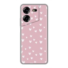 Чехол с розовым рисунком для Tecno POVA 5 (LG7n) (Сердечки на розовом)
