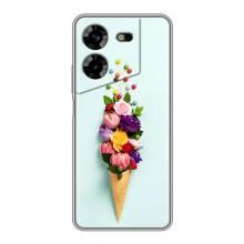 Чохли з тематикою "КВІТИ" на Tecno POVA 5 (LG7n) (Квітка-морозиво)