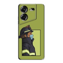 Силиконовый бампер (Работники) на Tecno POVA 5 (LG7n) (Пожарник)