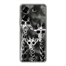 Силиконовый чехол с КАРТИНКАМИ лето для Tecno POVA 5 (LG7n) (AlphaPrint) (Жирафы в очках)