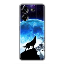 Защитные чехлы для Техно ПОВА 5 (AlphaPrint) (ХИТ продаж) ВОЛК (Волк на луну)