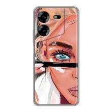 Силіконовый Чохол на Tecno POVA 5 (LG7n) з картинкой Модных девушек (Дівчина та вії)
